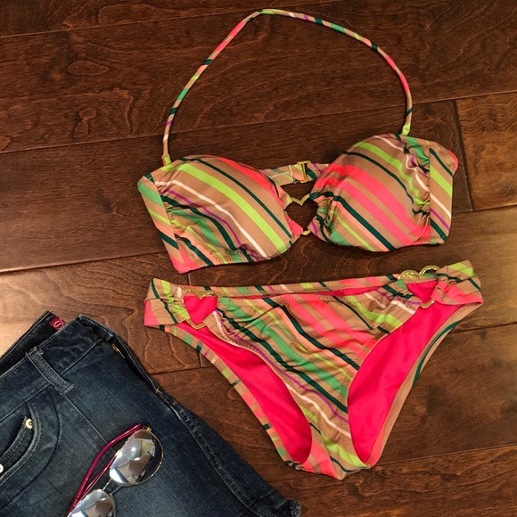 Victoria's Secret Other - VS Gold Metal Two Piece Heart Bandeau Bikini